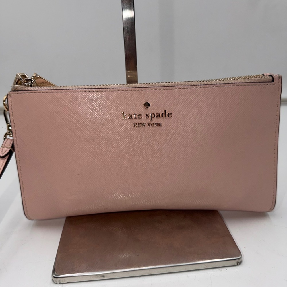 Kate Spade New York Pink Saffiano Leather Wristlet Clutch Wallet Organizer